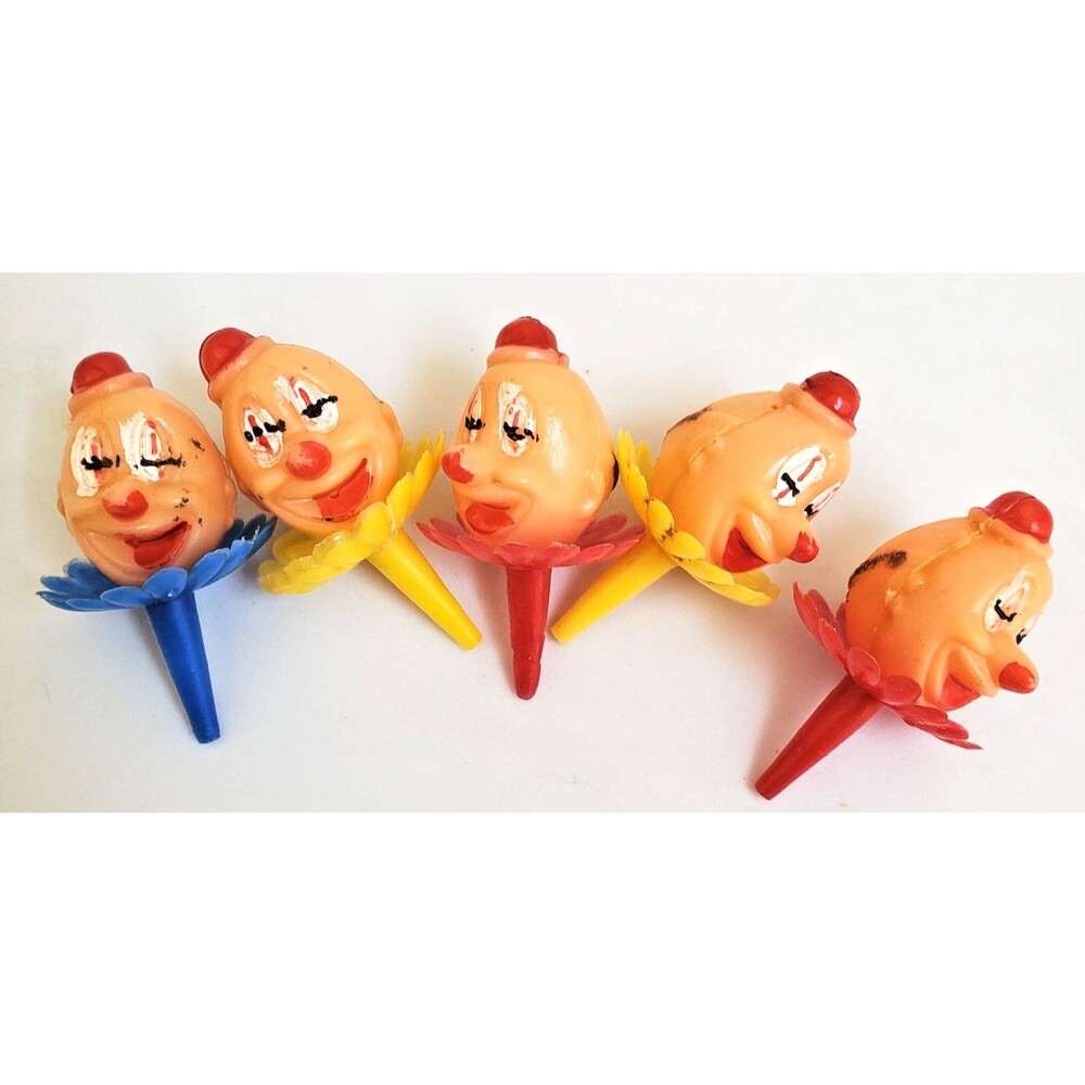Vintage Derby Clown Cupcake Cake Toppers Lot 5 MCM Birthday Special Day Party